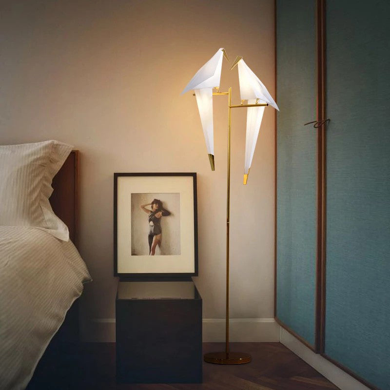 Lampadaire de décoration intérieure en métal Golden Bird