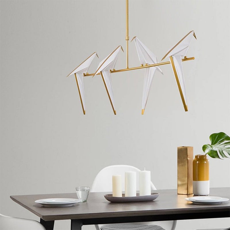 Lampes suspendues nordiques créatives en papier avec grues en papier, luminaires suspendus avec oiseaux Origami