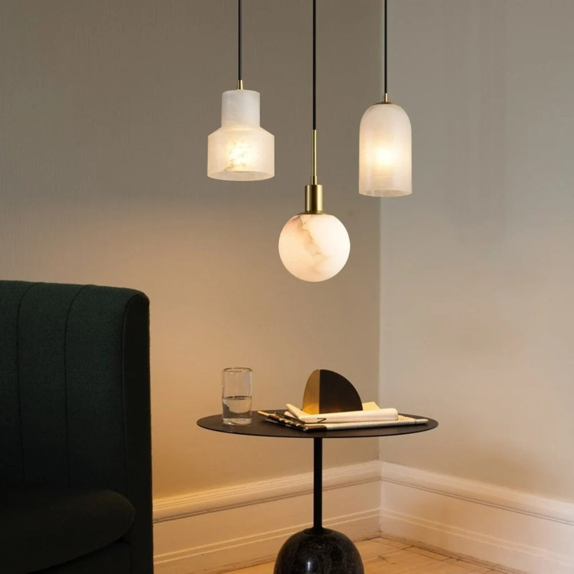 Luminaire suspendu en marbre design moderne pour îlot de cuisine