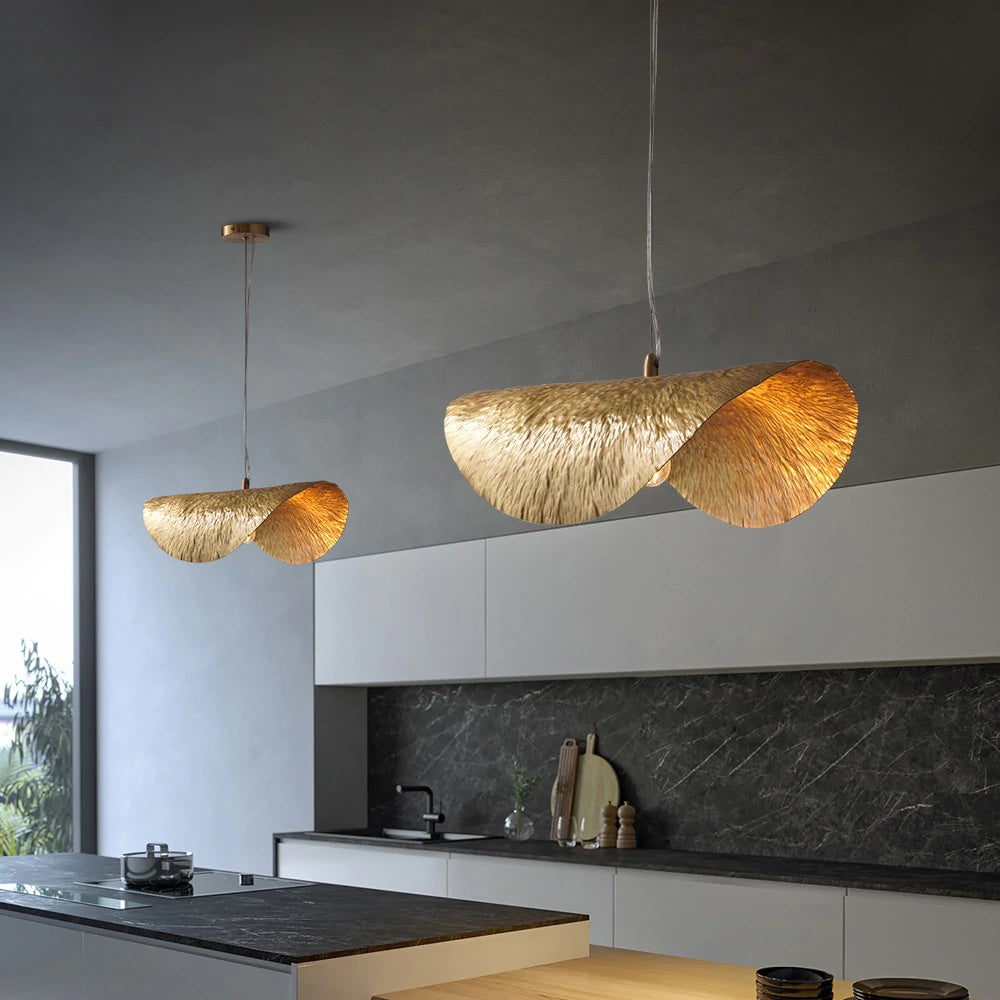 Lampes suspendues en forme de feuille de lotus en laiton